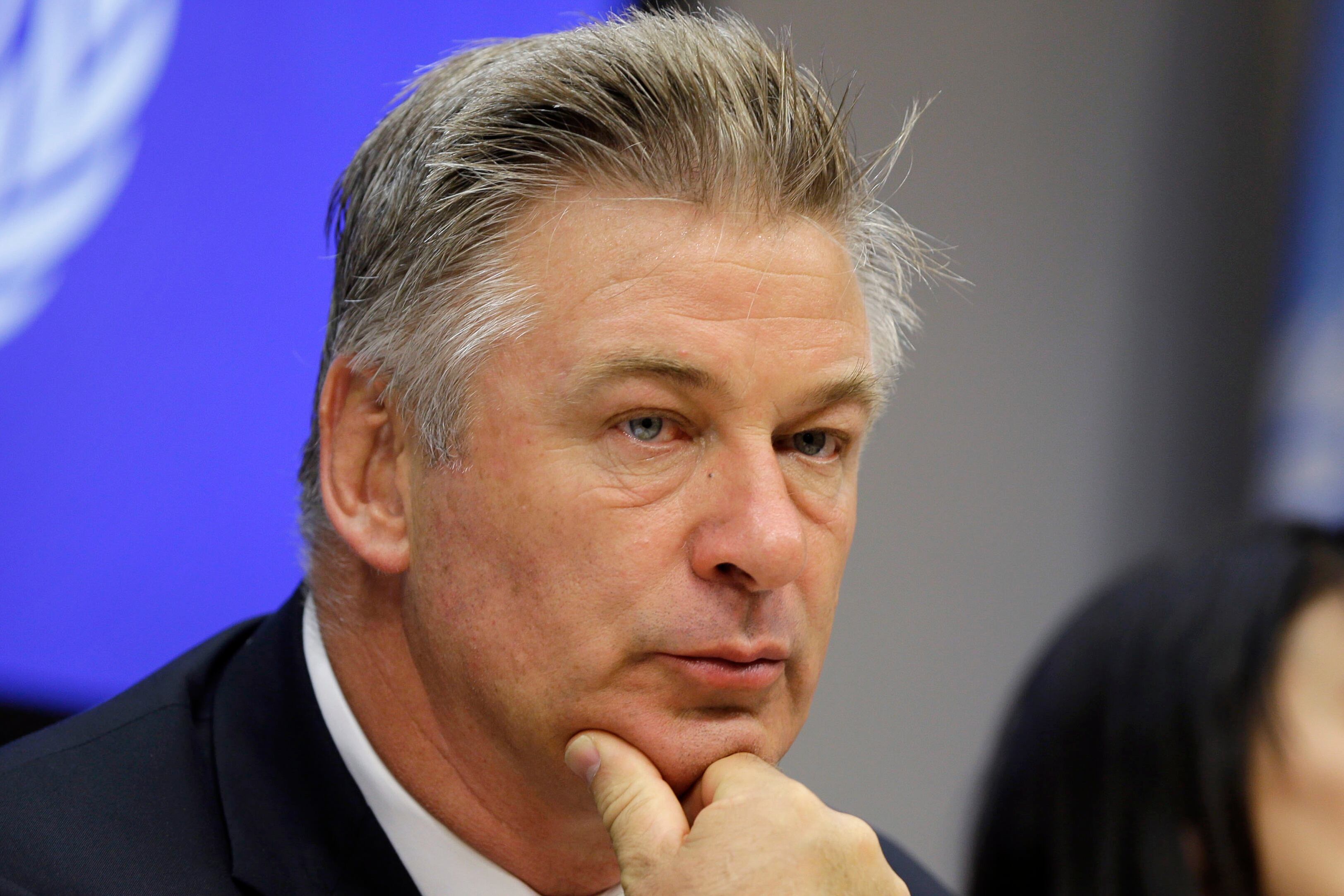 FILE - Actor Alec Baldwin attends a news conference at United Nations headquarters on Sept. 21, 2015. Baldwin said in an ABC interview that he didn't pull the trigger while on a New Mexico film set when the gun went off, killing a cinematographer in October 2021. He says he partially pulled back the hammer of the revolver, and it fired when he let go. (AP Photo/Seth Wenig, File)