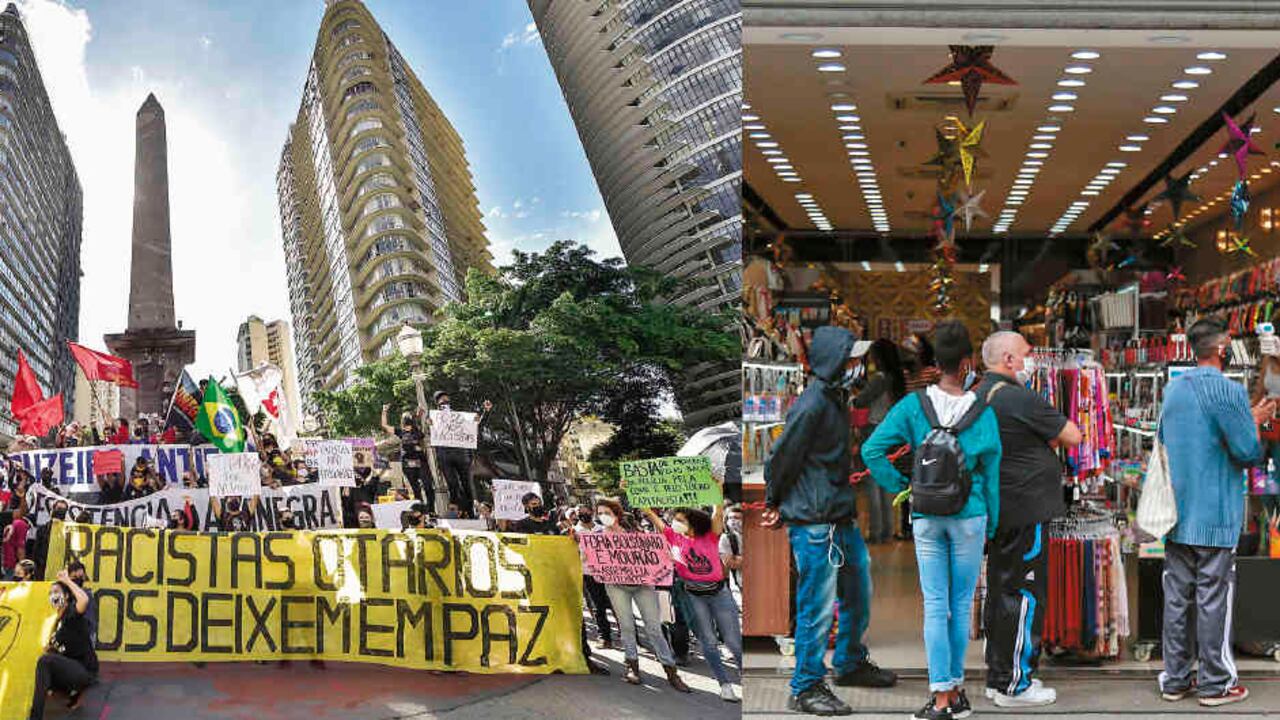 Miles salieron a las calles de São Paulo a protestar contra el racismo, la inoperancia durante la emergencia sanitaria y el ataque de Bolsonaro al sistema democrático. La ciudad, al igual que Río de Janeiro, abrió los centros comerciales a pesar de que la enfermedad no da tregua.