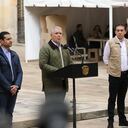 Presidente Iván Duque con el registrador Alexander Vega, Ministro Interior Daniel Palacio y Claudia López Alcaldesa de Bogotá