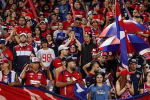 Imagen del partido entre Independiente Medellín y Atlético Nacional por la fecha 2 del cuadrangular semifinal del Grupo B.