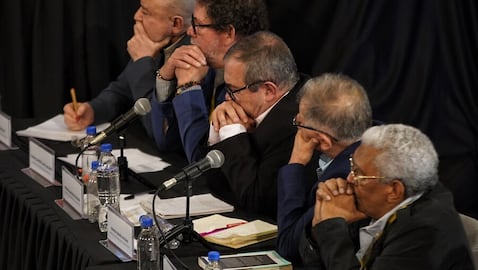 Imagen de archivo de una audiencia de reconocimiento de siete exmiembros del Secretariado de la extinta guerrilla FARC-EP por los secuestros perpetrados en el marco del conflicto armado en presencia de múltiples víctimas.
(Colprensa-Sergio Acero)