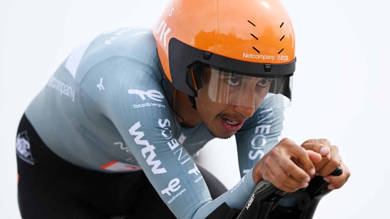 MASSA, ITALY - MAY 19: Egan Bernal of Colombia and Netcompany INEOS Cycling Team competes during the 109th Giro d'Italia 2026, Stage 10 a 42km individual time trial stage from Viareggio to Massa / #UCIWT / on May 19, 2026 in Massa, Italy. (Photo by Dario Belingheri/Getty Images)