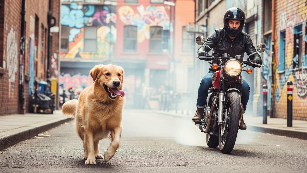 Es común ver que los perros persigan motocicletas en algunas ciudades o entornos rurales.
