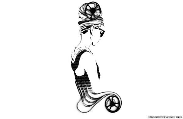 En este caso se usó cinta de una vieja película de 16mm para producir la imagen de la actriz Audrey Hepburn caracterizada como Holly Golightly, personaje de la comedia romántica de 1961, Desayuno con diamantes (Breakfast at Tiffany's).