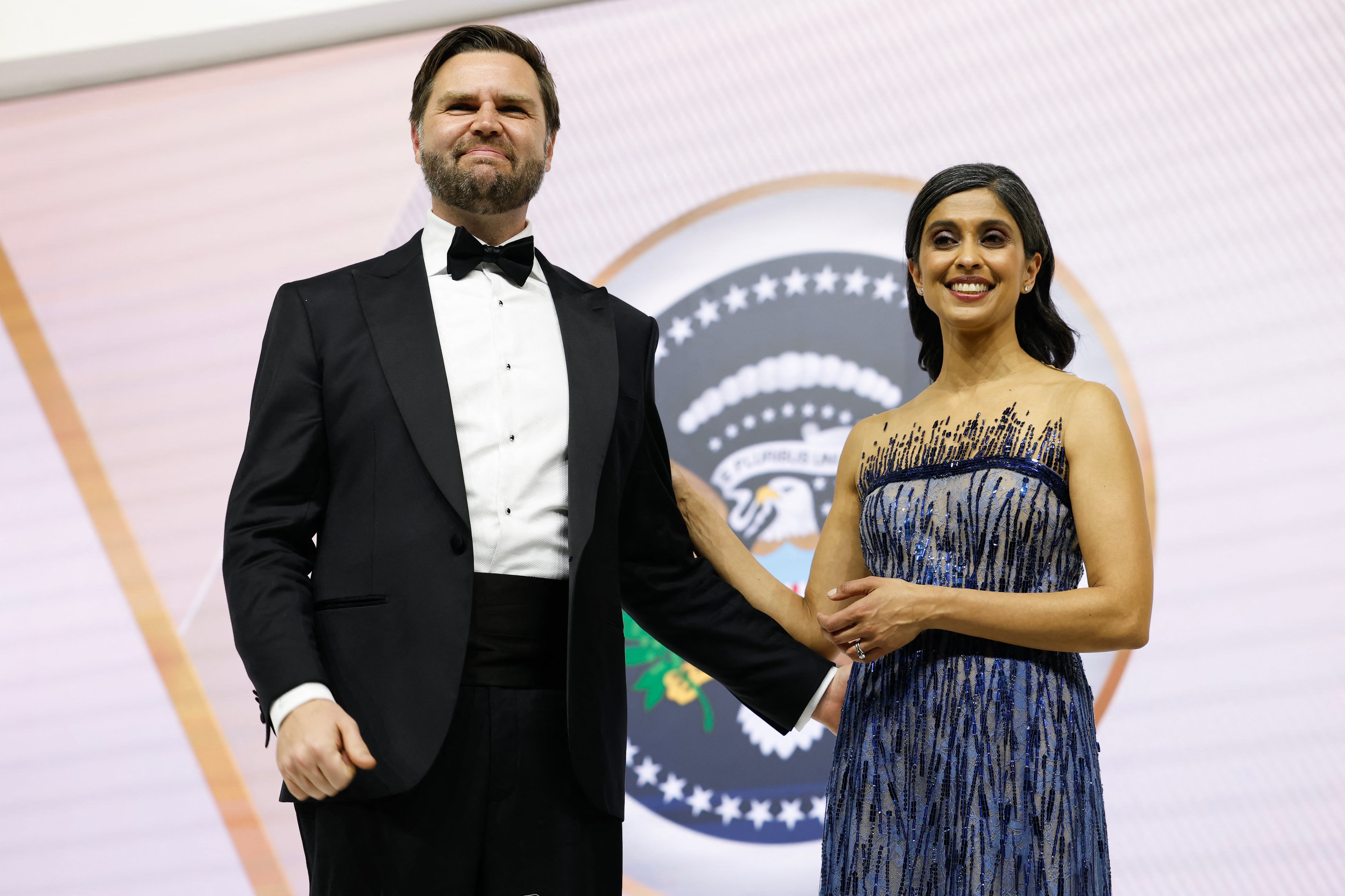 WASHINGTON, DC - JANUARY 20: Vice President JD Vance and his wife Usha Vance attend the Commander-in-Chief Ball on January 20, 2025 in Washington, DC. President Trump attends some of the inaugural balls after taking the oath as the 47th president. Anna Moneymaker/Getty Images/AFP (Photo by Anna Moneymaker / GETTY IMAGES NORTH AMERICA / Getty Images via AFP)