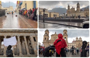 Algunas imágenes de las manifestaciones en Bogotá este 14 de octubre.