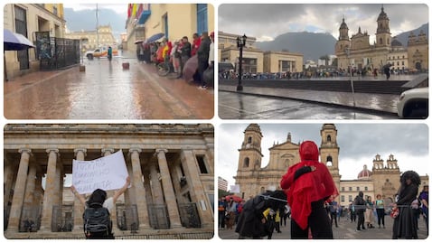Algunas imágenes de las manifestaciones en Bogotá este 14 de octubre.