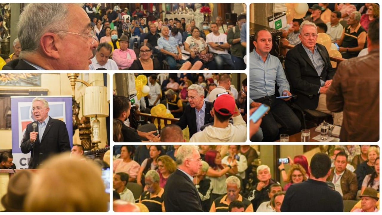 Álvaro Uribe en la gira que adelantó antes de finalizar el 2022 en Medellín.