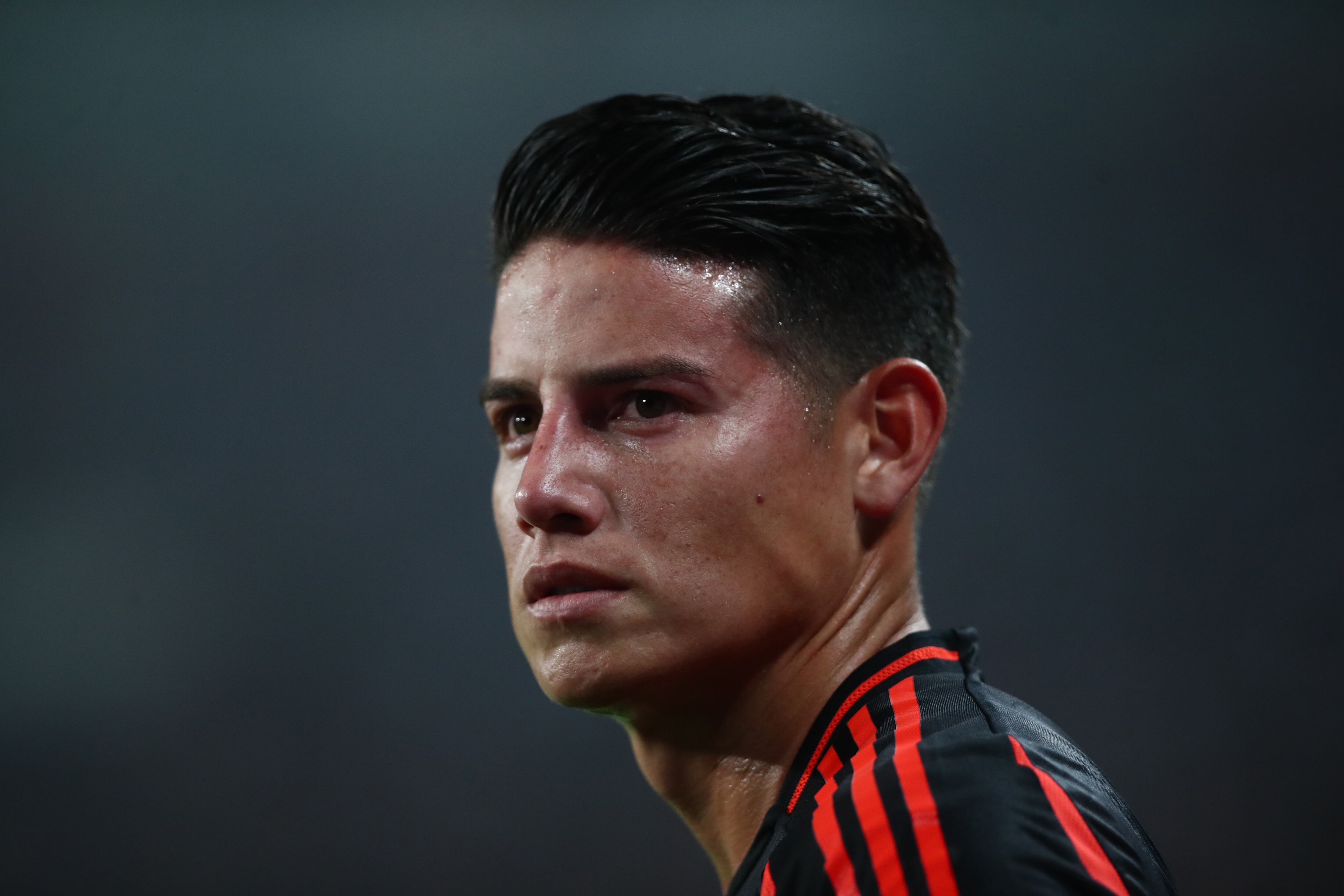 LIMA, PERU - SEPTEMBER 06: James Rodriguez of Colombia looks on during the South American FIFA World Cup 2026 Qualifier match between Peru and Colombia at Estadio Monumental on September 06, 2024 in Lima, Peru.  (Photo by Raul Sifuentes/Getty Images)
