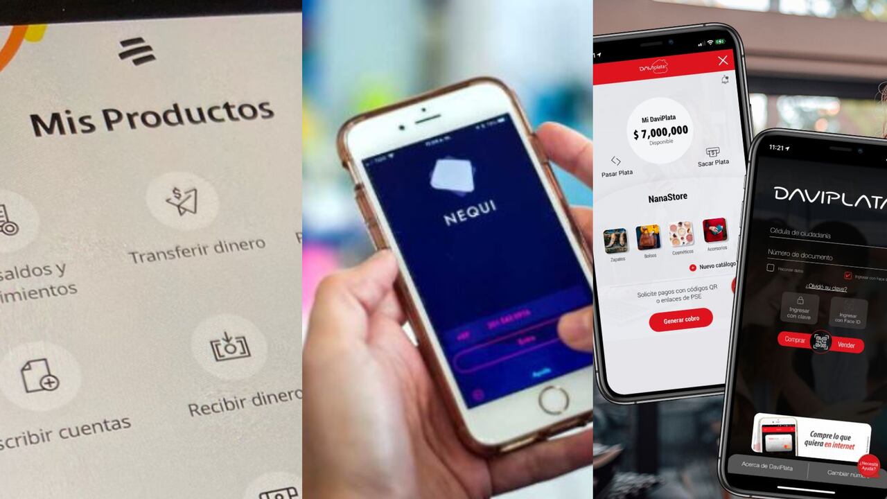 Bancolombia, Davivienda y Nequi son tres de las billeteras digitales del país.