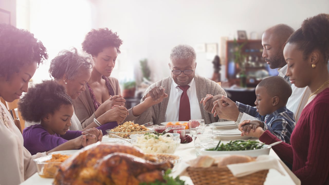 La oración para dar gracias por los alimentos.