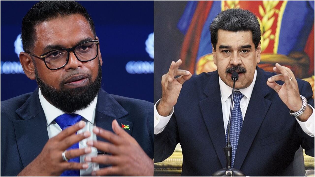Mohamed Irfaan Ali, presidente de Guyana, y Nicolás Maduro, dictador de Venezuela.