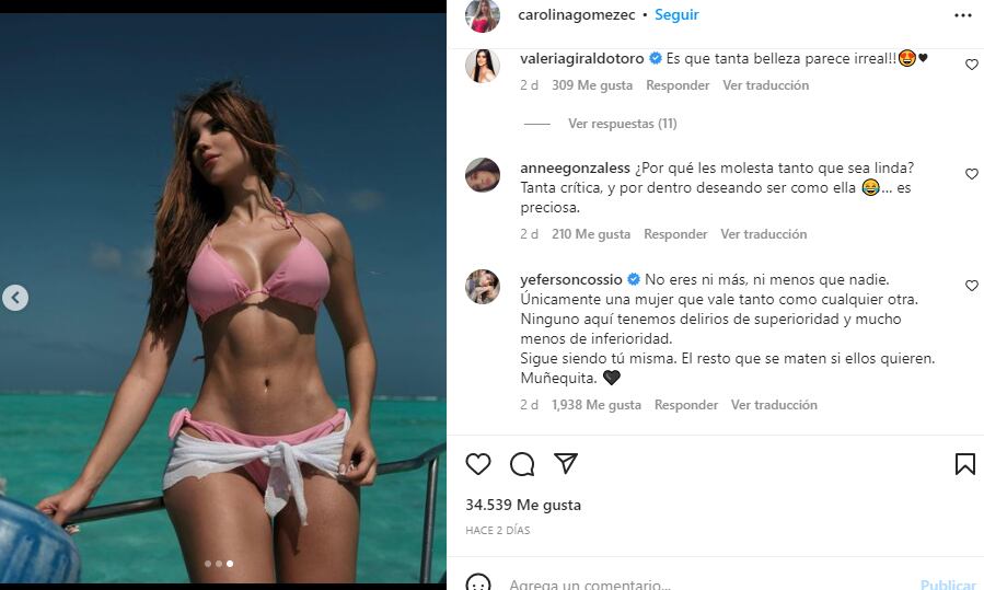 La joven publicó unas fotos muy sensuales en vestido de baño