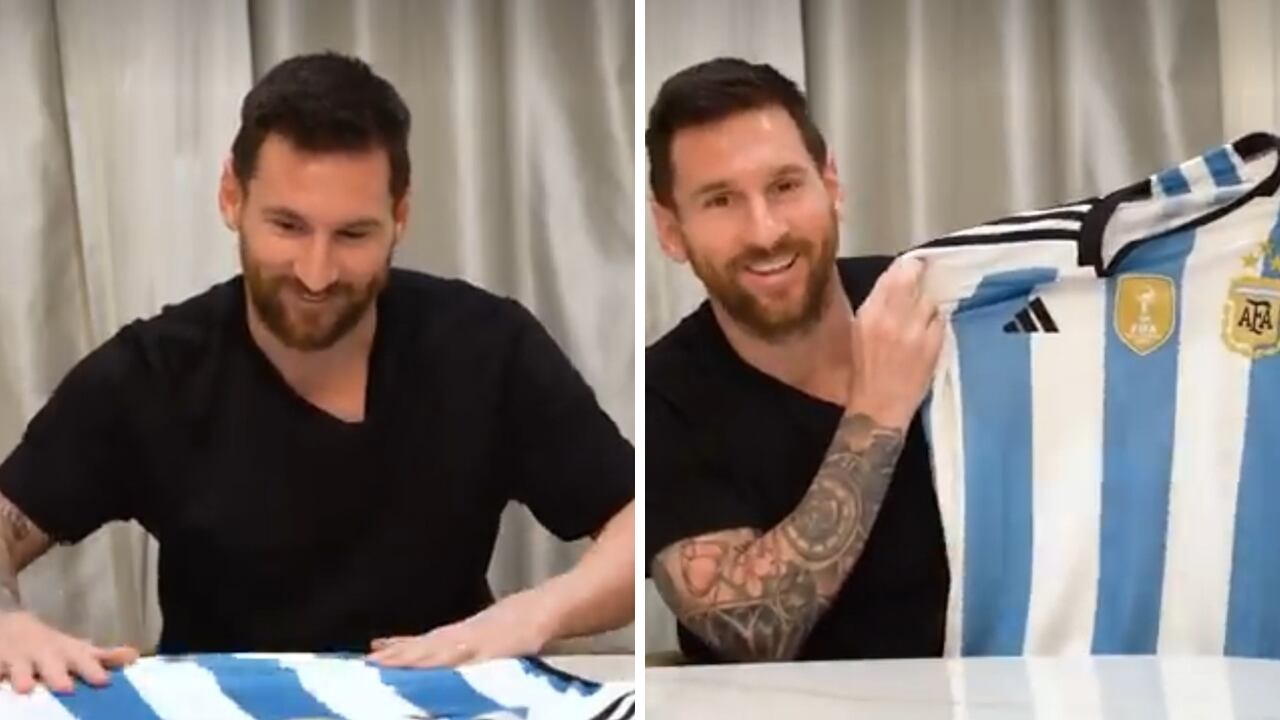 Lionel Messi vio por primera vez el escudo de la AFA con las tres estrellas tras la consagración en Qatar 2022.