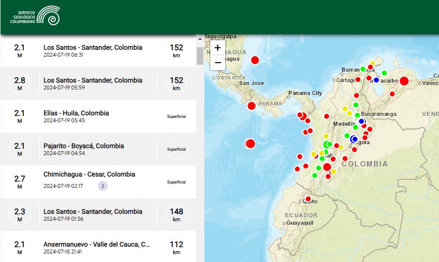 La mayoría de movimientos sísmicos que se registran en Colombia ocurren en el Pacífico y la región central.