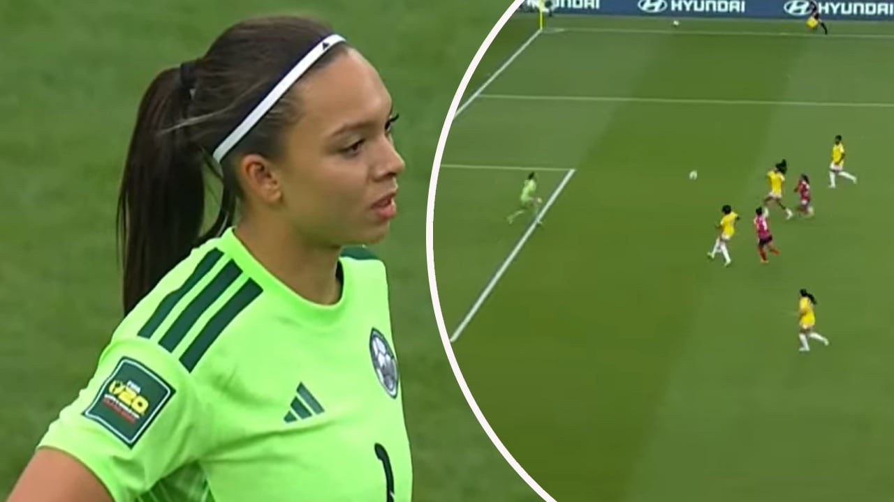 Luisa Agudelo, arquera de la Selección Colombia, salió mal en la primera jugada del partido.