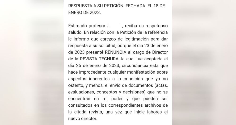 Respuesta de César García al derecho de petición.
