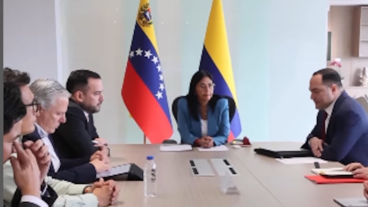 Edwin Palma, ministro de Minas de Colombia, en reunión con Delcy Rodríguez, vicepresidenta de Venezuela
