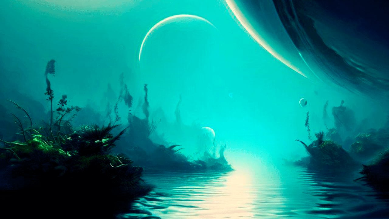 Ilustración creada con IA de un mundo acuático.