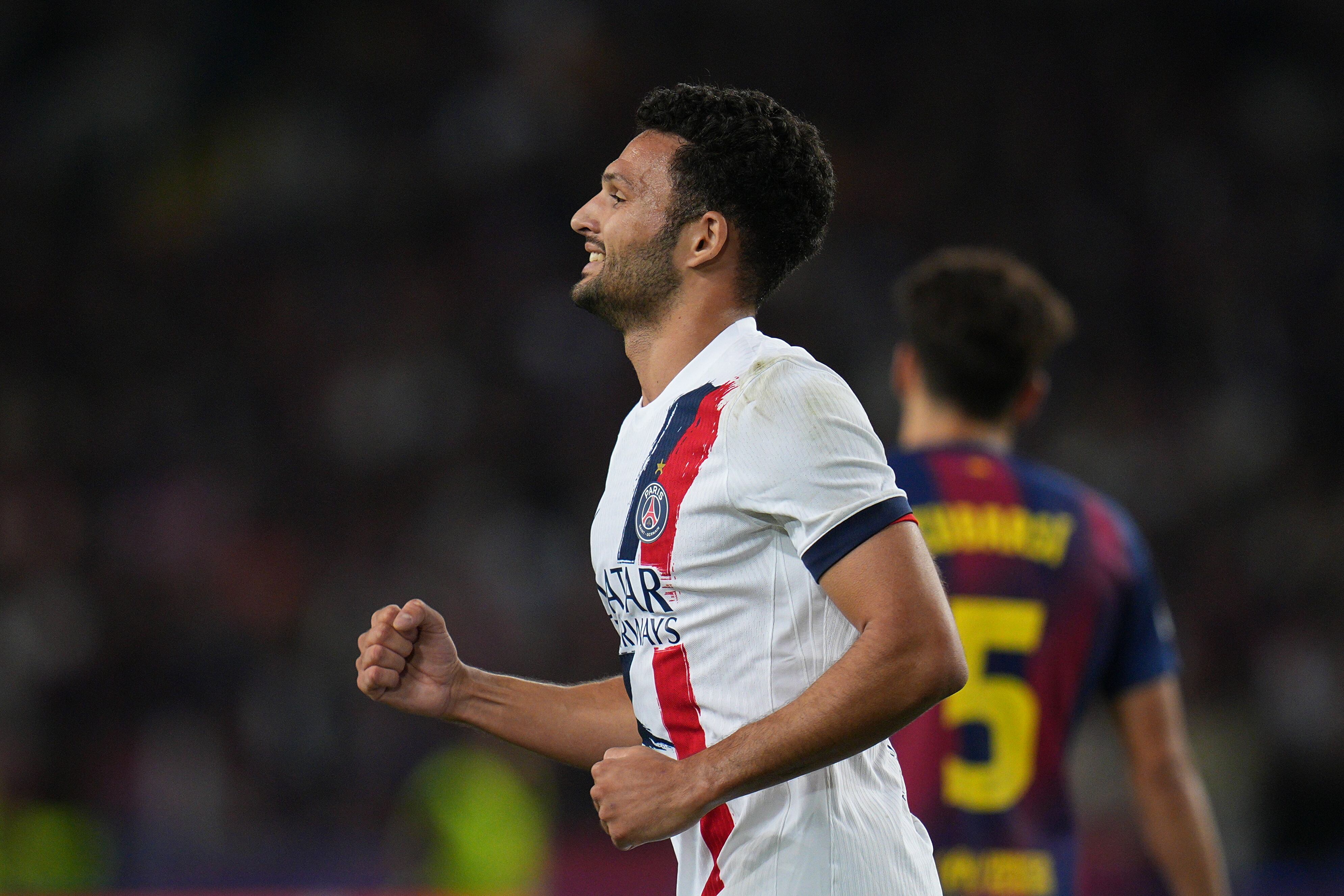 PSG's Goncalo Ramos celebrates after scoring his side's second goal during the Champions League opening phase soccer match between Barcelona and Paris Saint-Germain at the Lluis Companys Olympic Stadium in Barcelona, Spain, Wednesday, Oct.1, 2025. (AP Photo/Emilio Morenatti)PSG's Goncalo Ramos celebrates after scoring his side's second goal during the Champions League opening phase soccer match between Barcelona and Paris Saint-Germain at the Lluis Companys Olympic Stadium in Barcelona, Spain, Wednesday, Oct.1, 2025. (AP Photo/Emilio Morenatti)v