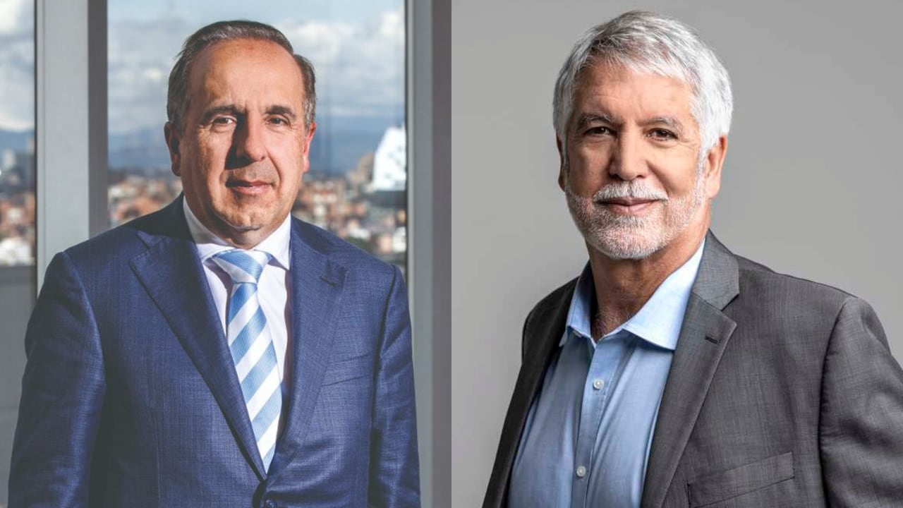 El exalcalde y excandidato presidencial Enrique Peñalosa (der.) y el ministro de Transporte, Guillermo Reyes.
