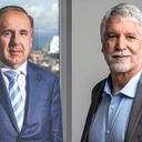 El exalcalde y excandidato presidencial Enrique Peñalosa (der.) y el ministro de Transporte, Guillermo Reyes.