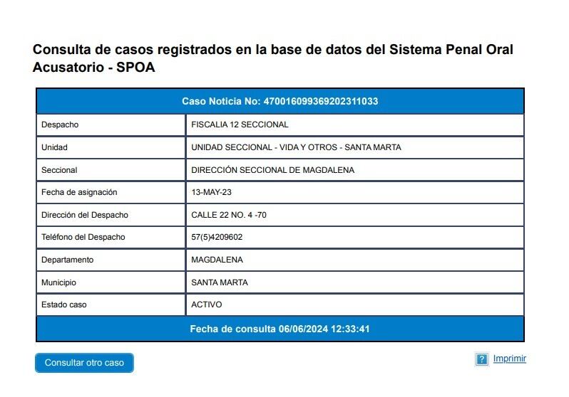 La denuncia de Pinedo sigue activo en la Fiscalía General de la Nación.