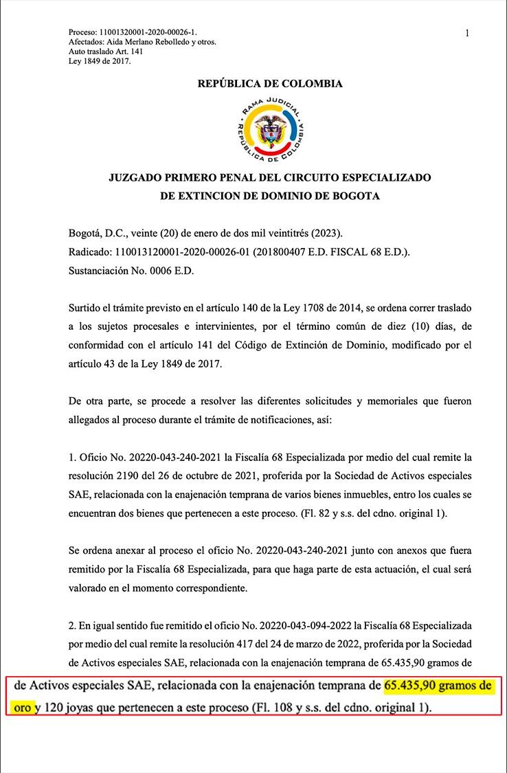 Documento venta maleta Aida Merlano