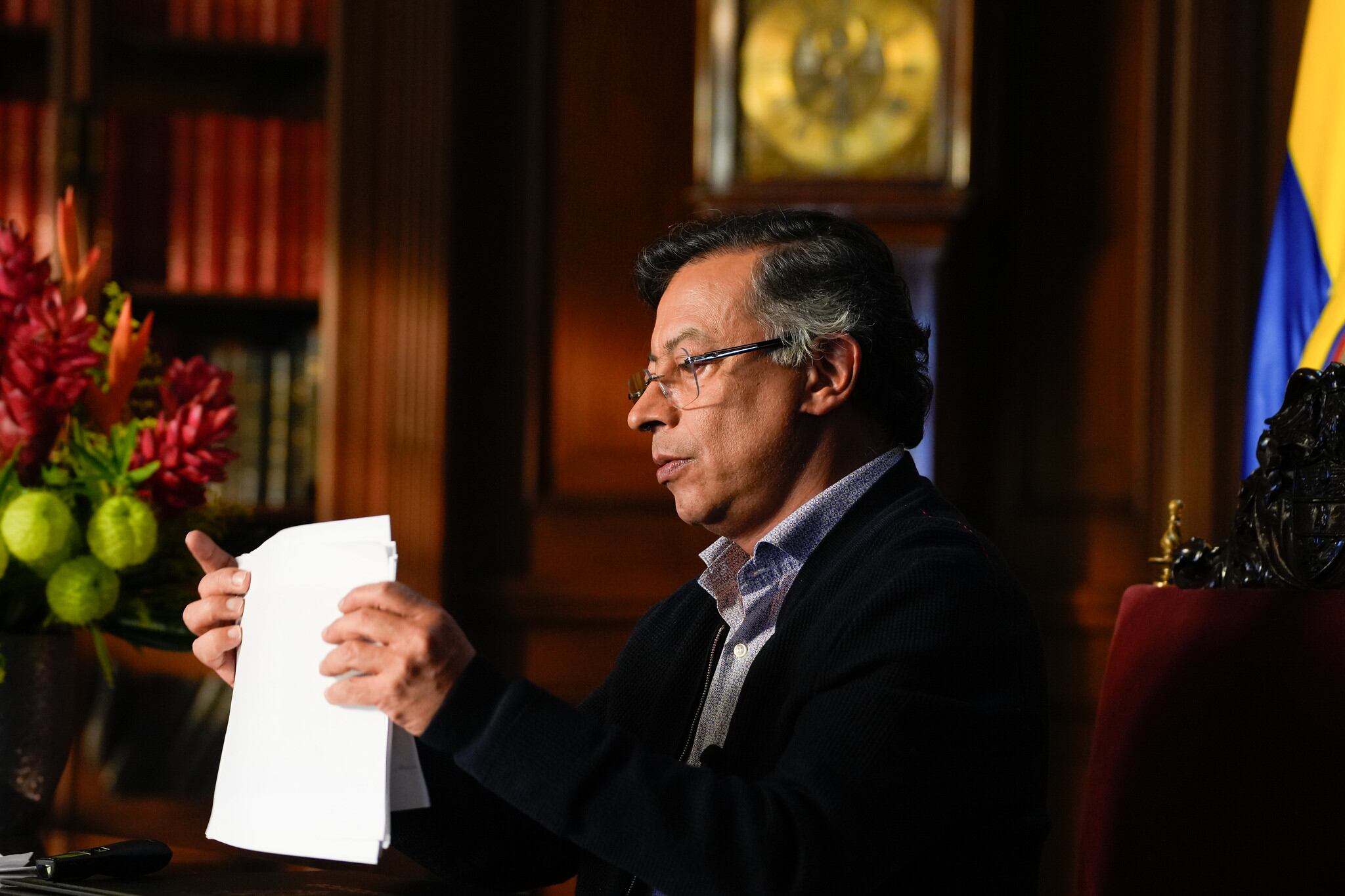 El presidente, Gustavo Petro, en su alocución presidencial, el 5 de agosto de 2025 en Bogotá