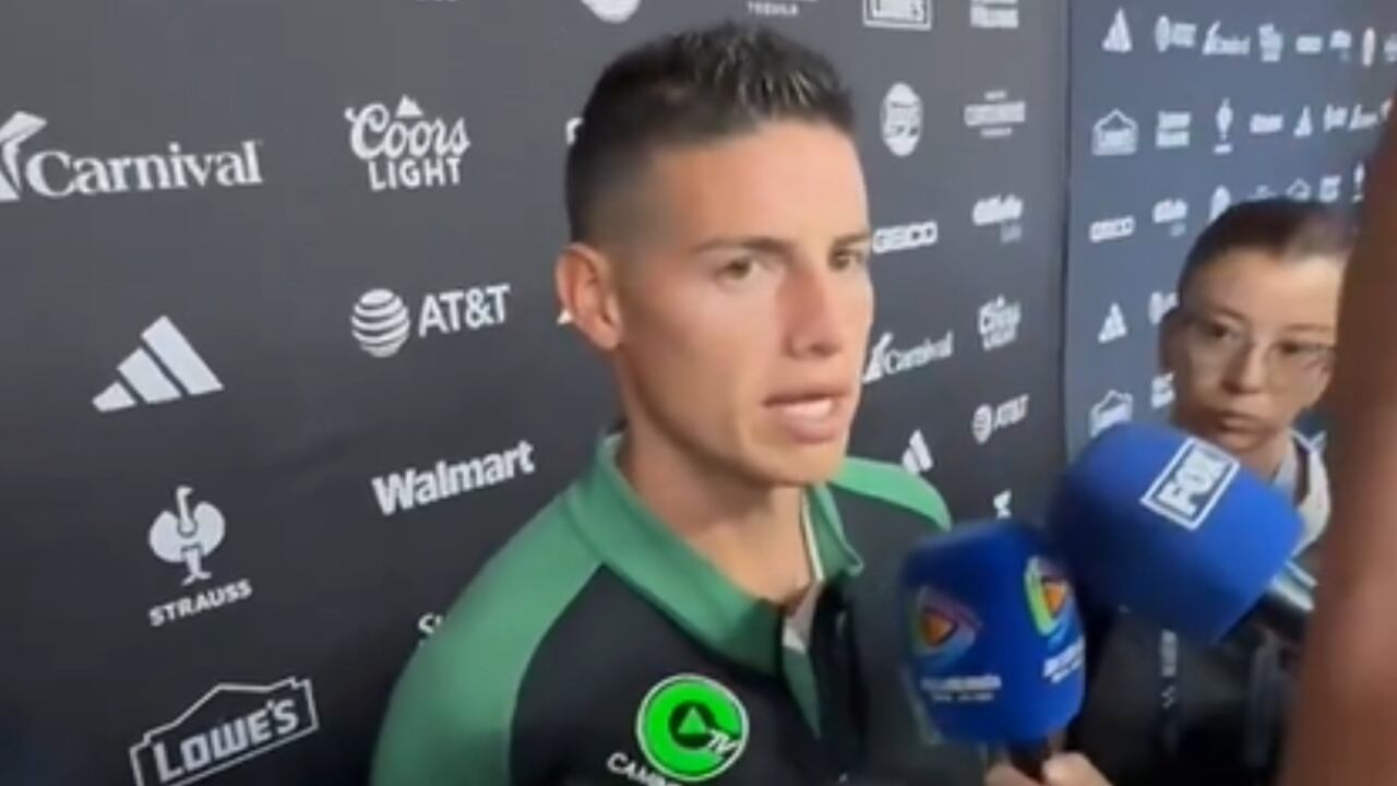 James Rodríguez hablando ante la prensa mexicana en la Leagues Cup