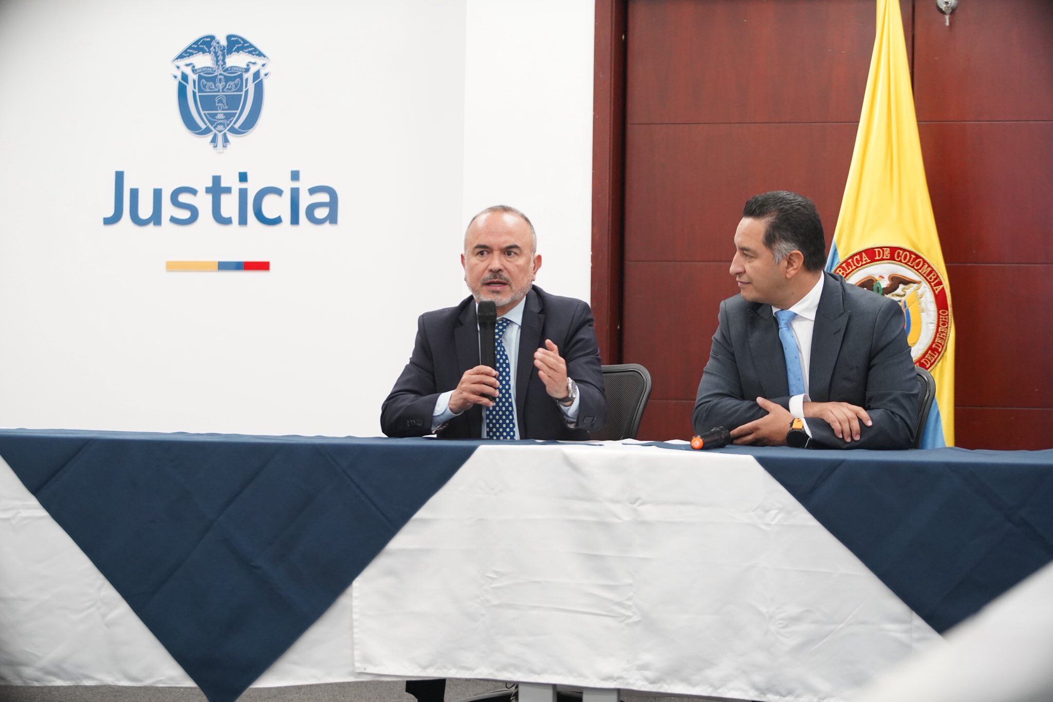 El nuevo ministro de Justicia, Jorge Iván Cuervo, en rueda de prensa.