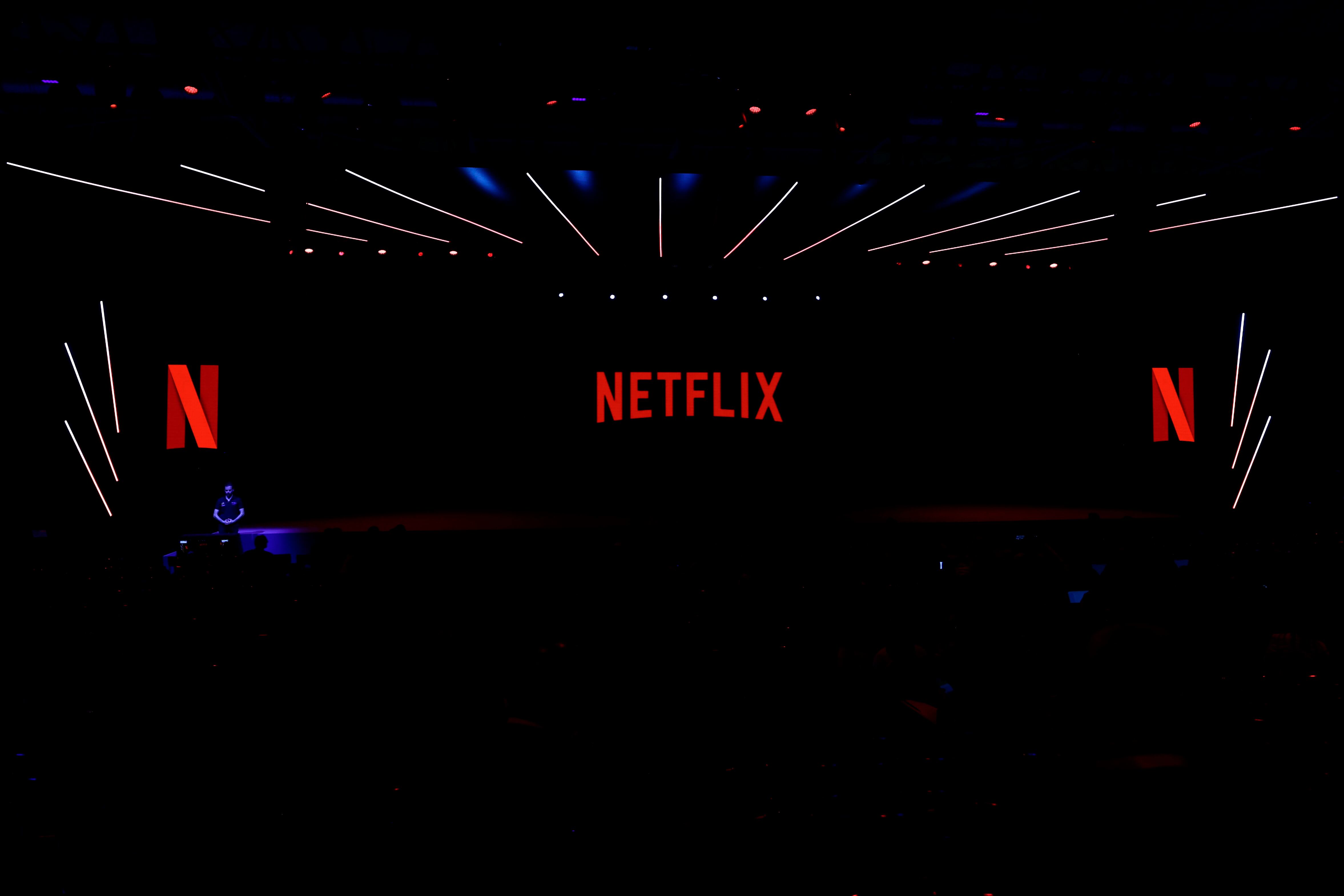 Netflix logo being shown during a keynote about the future of entertainment on the second day of the Mobile World Congress 2023 on February 28, 2023, in Barcelona, Spain. (Photo by Joan Cros/NurPhoto via Getty Images)
