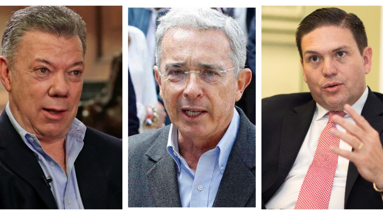 Juan Manuel Santos, Álvaro Uribe y Juan Carlos Pinzón.