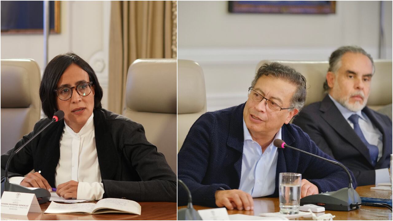 Susana Muhamad, exministra de Ambiente; Gustavo Petro, presidente de Colombia; y Armando Benedetti, jefe de despacho