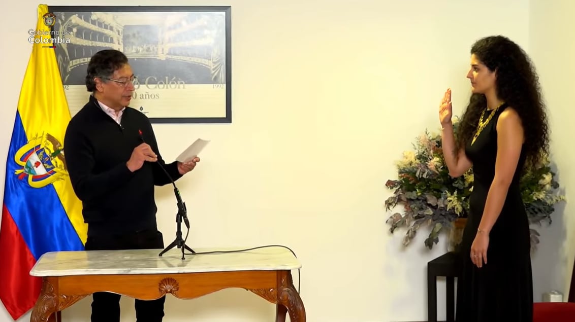 Yannai Kadamani Fonrodona en su acto de posesión como ministra de Cultura.