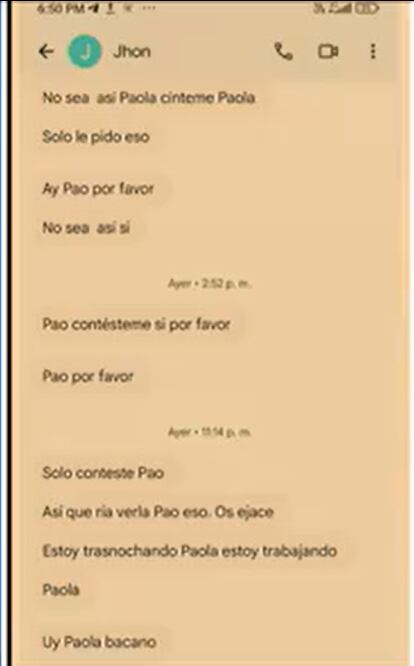 Mensaje del policía a su expareja.