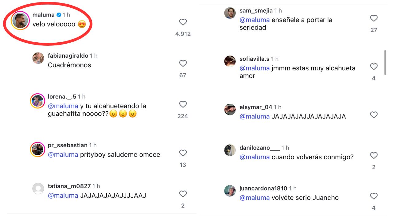 Maluma comentó la última publicación de Blessd y recibió cientos de respuestas.