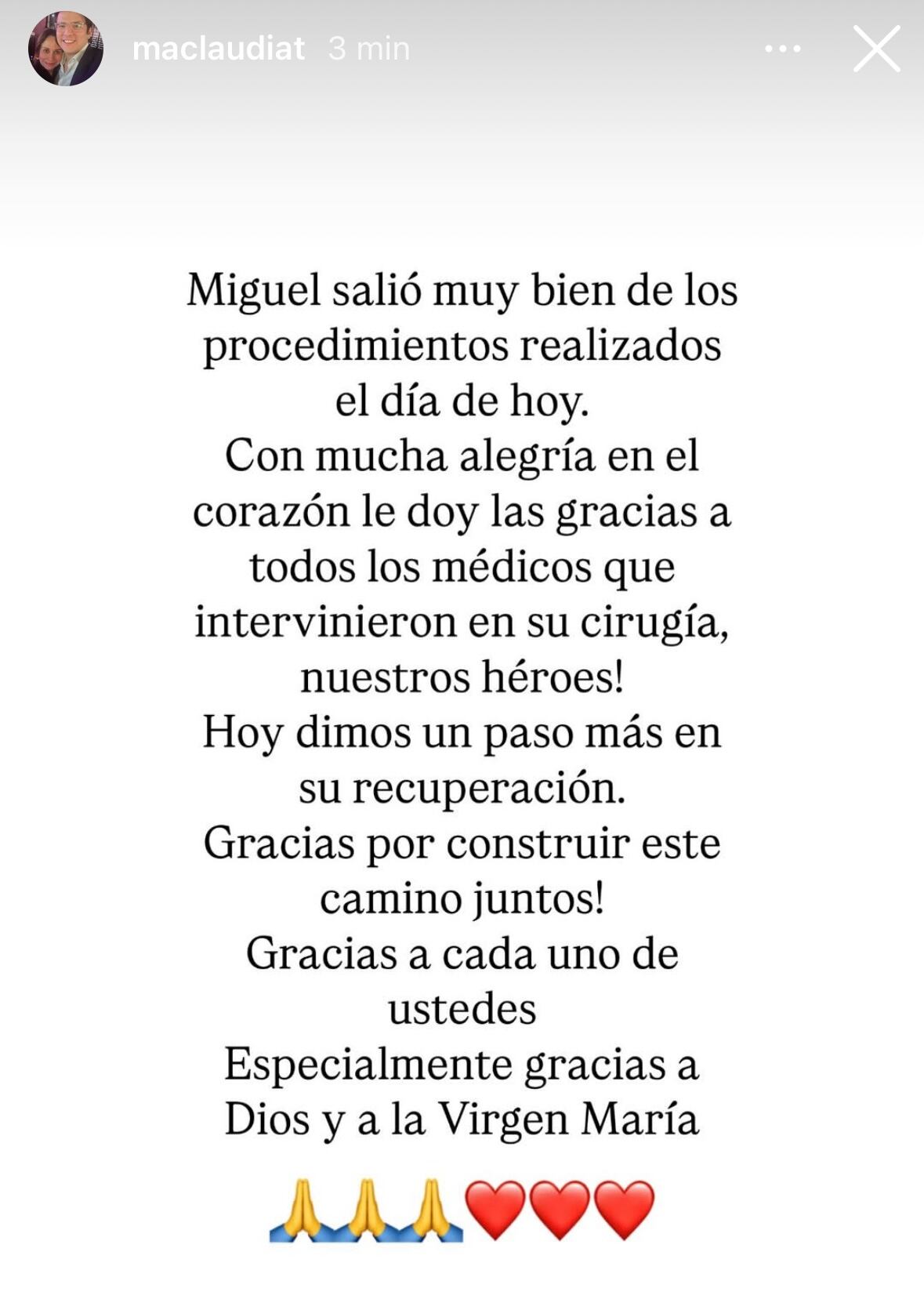 María Claudia Tarazona reveló detalles de la más reciente cirugía de Miguel Uribe Turbay.