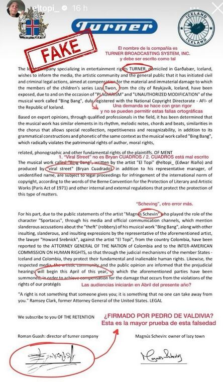El influenciador colombiano desmintió la supuesta demanda que le habría hecho la productora de Lazy Town.