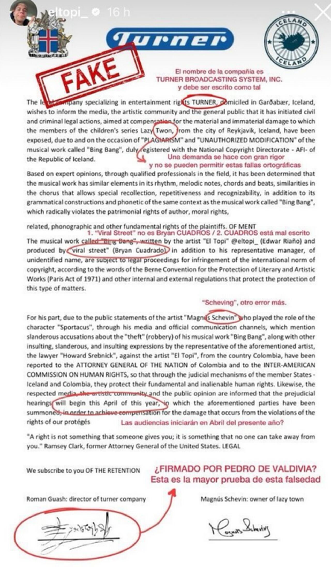 El influenciador colombiano desmintió la supuesta demanda que le habría hecho la productora de Lazy Town.