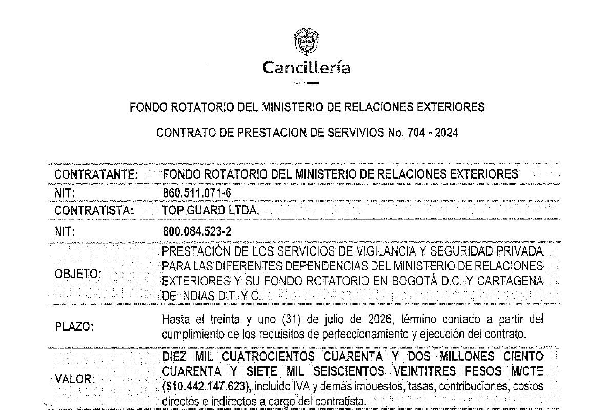 Este es el contrato para vigilancia por más de 10.000 millones de pesos.