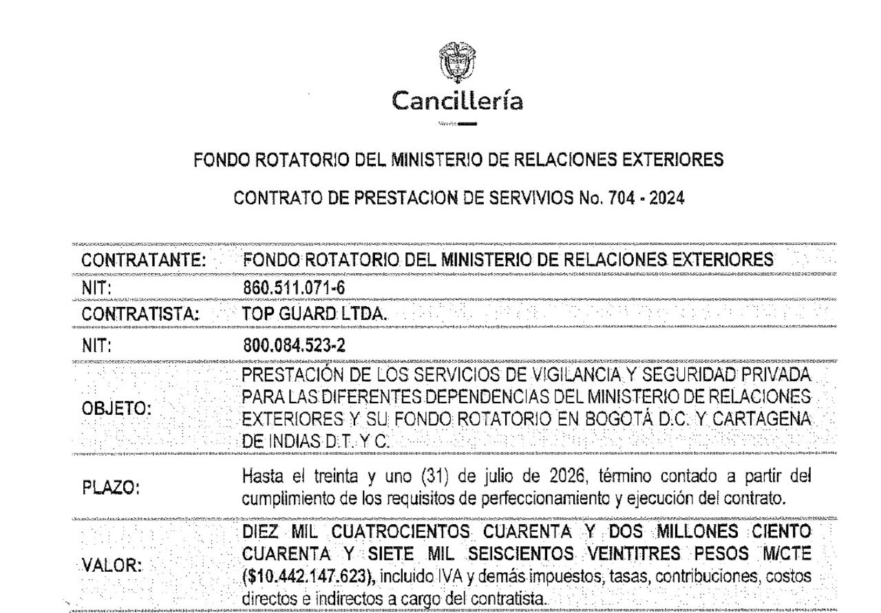 Este es el contrato para vigilancia por más de 10.000 millones de pesos.