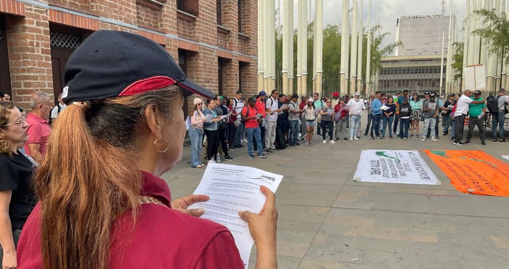 Protesta de profesores en Medellín.