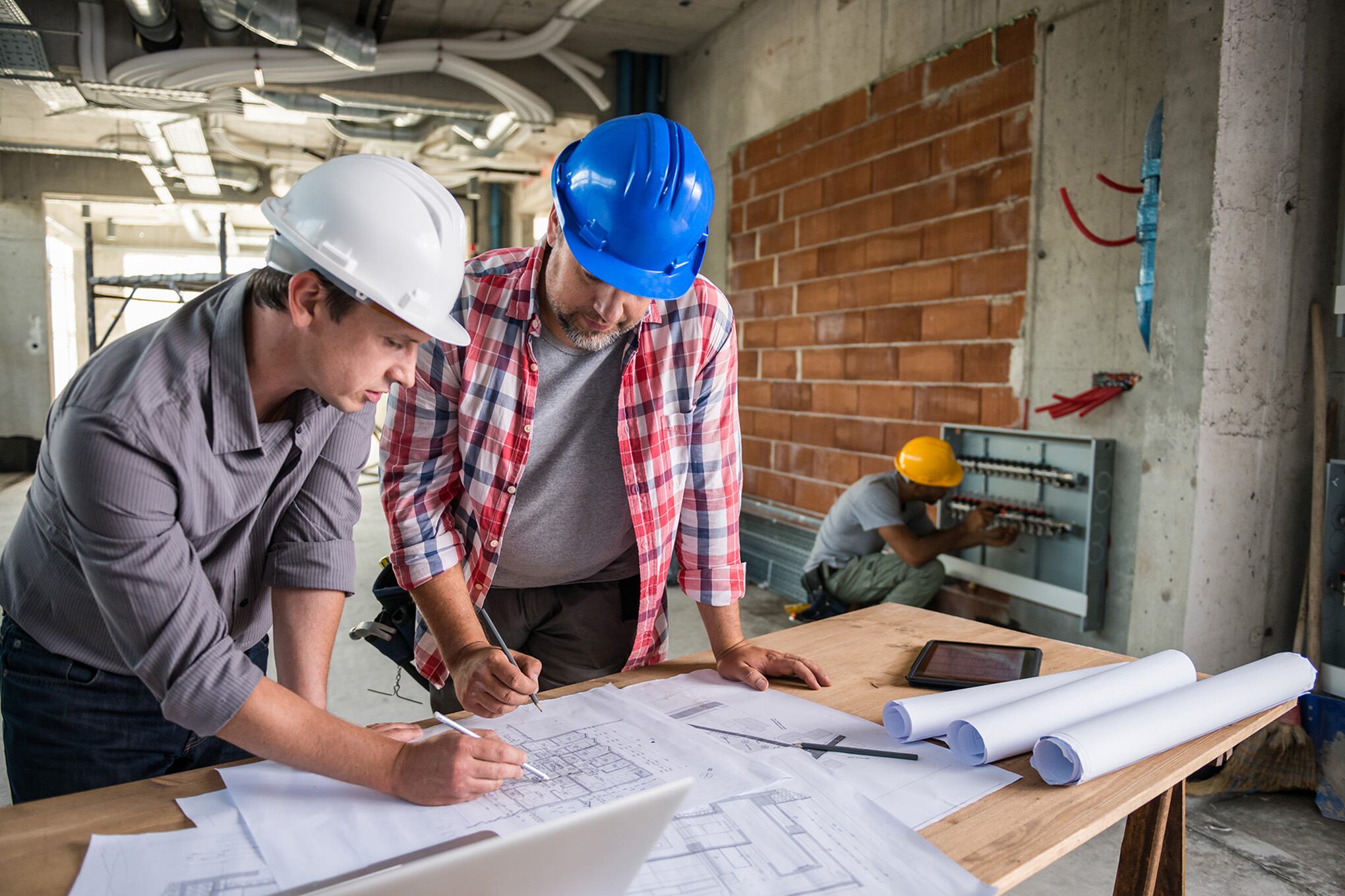 arquitecto, planos, construcción