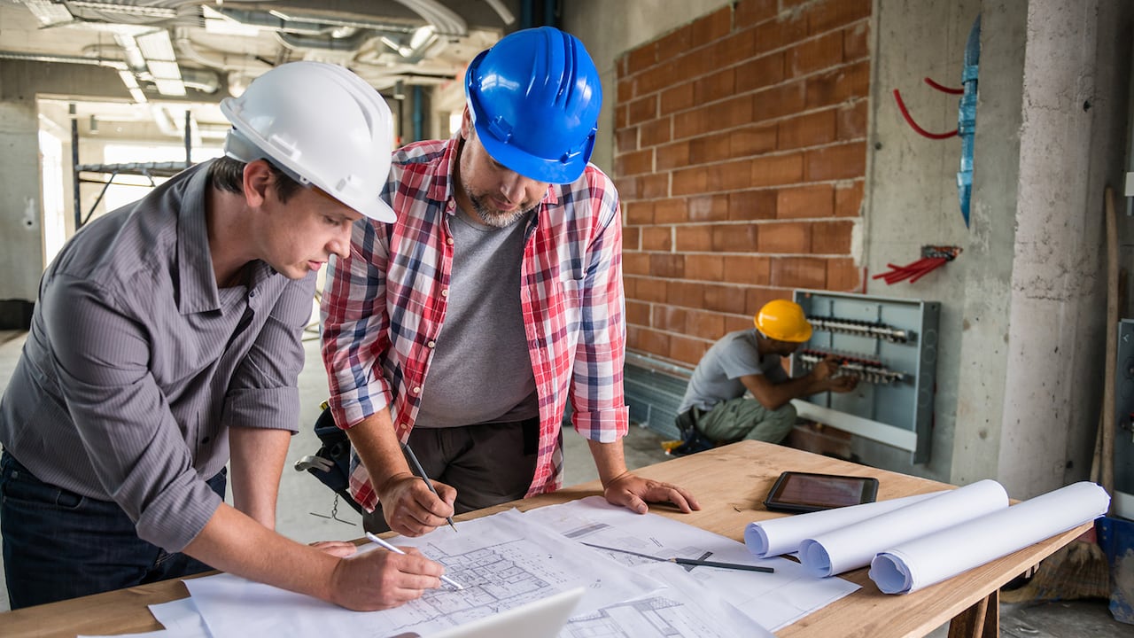 arquitecto, planos, construcción