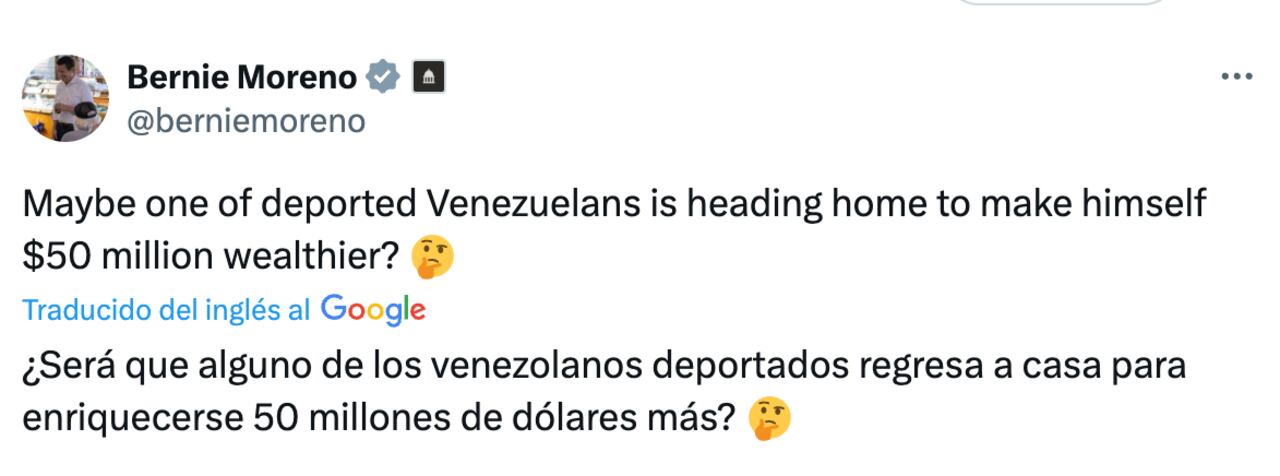 Mensaje emitido por Bernie Moreno