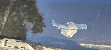 Así quedó la ventana del vehículo.