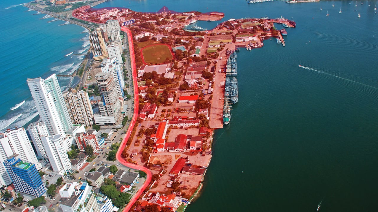 La Base Naval ocupa un gigantesco espacio que ocupa gran parte de Bocagrande y llega hasta los límites de la ciudad vieja. El proyecto del ministerio busca urbanizar la mitad con edificios de hasta 30 pisos.