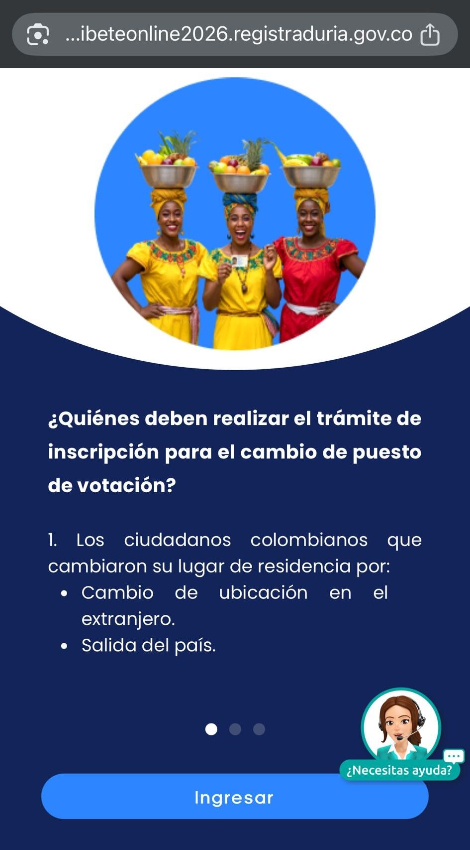 Pantallazo página Registraduría