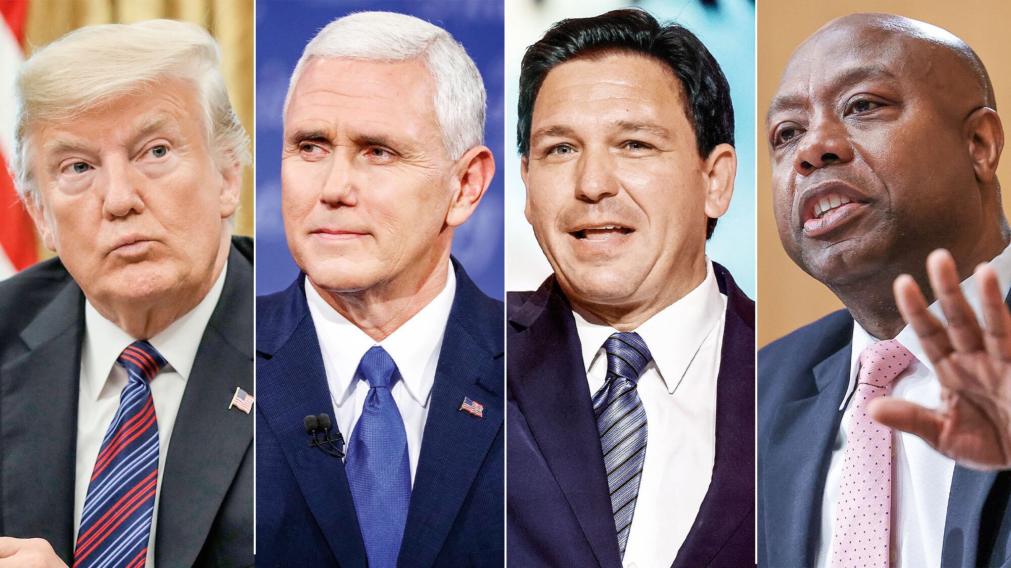 Trump, una de Mike Pence, Ron DeSantis y Tim Scott